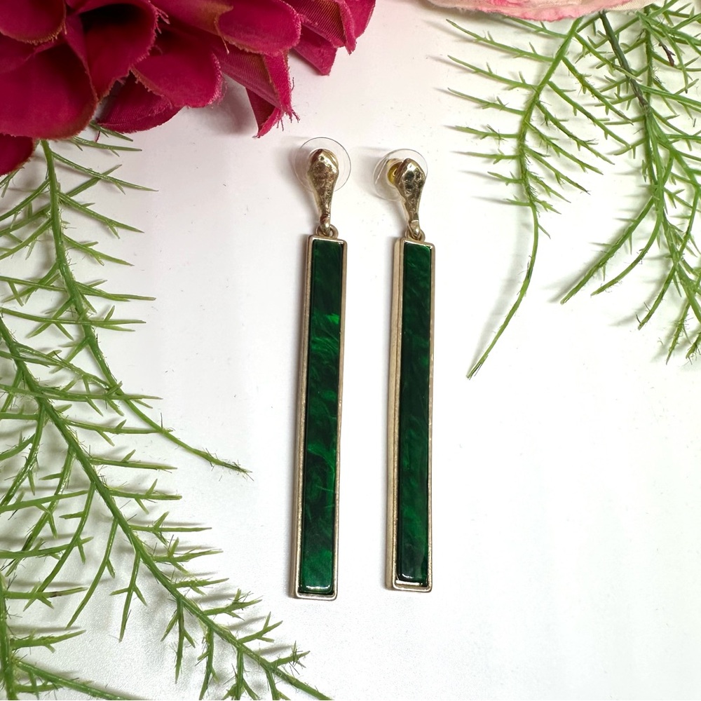 Emerald Green⚜️Marbled Acrylic Drop Earrings